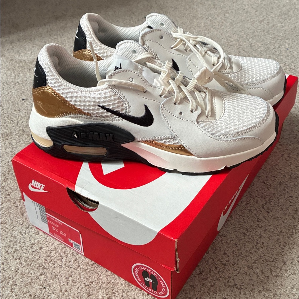 Nike Air Max Excee- White with Gold and Black Accents